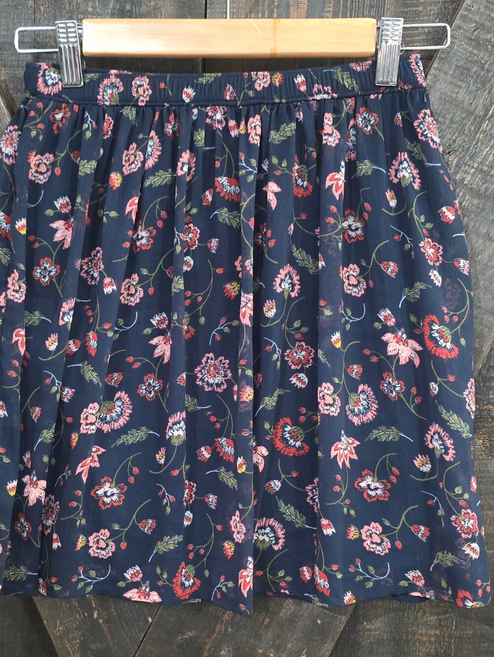 Hollister Floral Navy Pleated Skirt Juniors XS